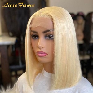 Pelucas de Cabello Humano Peruano Corto Tipo Bob Sin Pegamento, Peluca de Cabello Humano Rizado 613 Tipo Bob, Pelucas Cortas Tipo Bob de Cabello Humano Virgen Peruano - Product Image 3