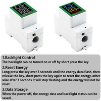 Numérique AC 100A Tension Courant kWh Moniteur d'énergie électrique Compteur VOLT AMP Voltmètre Aampèremètre Wattmètre Din Rail EAEM-008