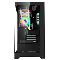 AntarcChill Top Brand Full Tower Pc Case Gaming Computer Hardware Panel Water Cooler Software Tempered Glass ATX Pc Black Stock