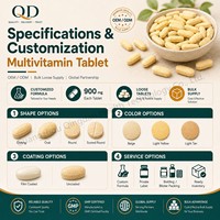 Comprimés de multivitamines et de minéraux pour adultes, formule personnalisée en vrac, sans sucre, végétaliens, sans OGM, pour une nutrition quotidienne, complément alimentaire OEM