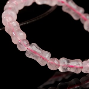Bracciale in Cristallo Rosa Naturale da 8mm con Perline Rotonde di Quarzo Rosa e Distanziatori a Giunto di Bambù, Portafortuna per Donne e Ragazze - Product Image 4