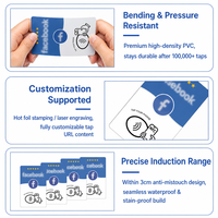Mini-étiquette NFC personnalisable en PVC avec code QR pour téléphone, carte de visite électronique NTAG213/215 pour avis sur les réseaux sociaux