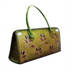 Sac à main pliable imperméable en cuir véritable de style vintage à motif bonbons verts avec fermeture éclair et bandoulière unique pour femme, usage quotidien - Product Image 1