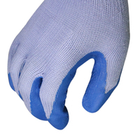 Gants de travail MaxiPact personnalisables bleus, 10 jauges, 5 fils, en polyester, paume en latex froissé, poignet en tricot, antidérapants, pour la maçonnerie