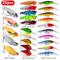 Nouveaux Leurres de Pêche Rigides, Mixte de Couleurs, Wobbbler Minnow avec Hameçons Triples, Kit d'Appâts Durs pour la Pêche