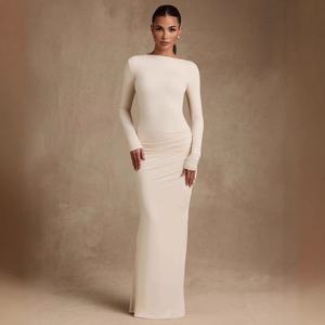 Nuevo vestido ajustado de Color sólido de gama alta de primavera/verano Europeo Americano para <span class=keywords><strong>Amazon</strong></span> Cross-Border Slim Fit vestido de <span class=keywords><strong>fiesta</strong></span> largo Sexy - Product Image 2