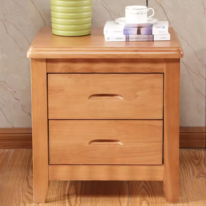 Hot Selling Modern Multi-function Natural Wood Solid Bedroom Furniture Nightstand Double <b>Drawer</b> <b>Storage</b> Durable Frame - Product Image 6