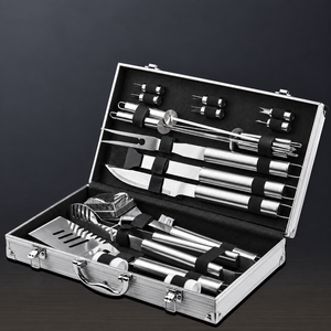 Kit de barbecue en acier inoxydable antiadhésif pour l'extérieur, ensemble d'ustensiles de grillade, outils de pique-nique, 18 pièces, logo personnalisé CJ-045 - Product Image 1