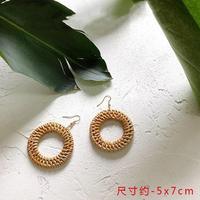Pendientes geométricos bohemios de tejido de ganchillo para mujer, joyería hecha a mano, pendientes de ratán