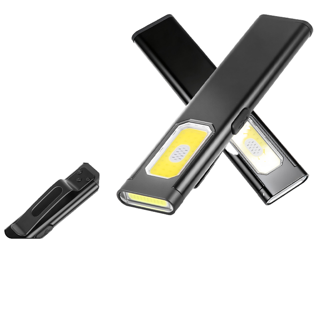 Waterproof Magnetic Work Pocket Flashlight Clip Floodlight Warning Light Mini COB Portable Outdoor Type-C Rechargeable LED Torch