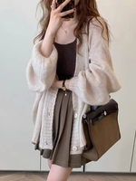 Fournisseur en gros de cardigans en tricot pour femmes, à manches ballon, chauds, doux, élégants et modernes, vêtements d'extérieur