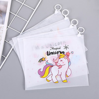 Trousse à crayons givrée licorne, vente en gros, pochette de papeterie, grande capacité, transparente, étudiante, simple, mignonne, trousse à crayons de dessin animé