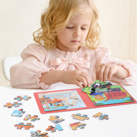 Buku Puzzle Kardus untuk Anak, Mainan Jigsaw 10 Tema, Aktivitas Perjalanan, Permainan Edukasi Montessori