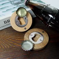 Ouvre-bouteille magnétique en bois, ouvre-bouteille rond pour bière avec aimant pour retenir les bouchons, logo personnalisé