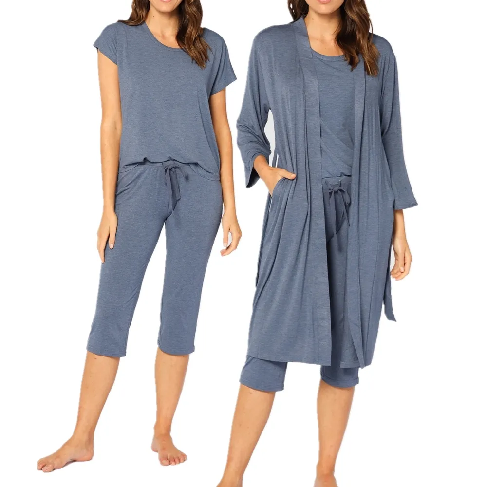 Custom Pajamas Wholesale Solid Color lady's Pajamas sets Bamboo Pyjamas for Women