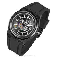 2023 montres mécaniques de luxe pour hommes squelette poignet automatique avec boîtier rond mains lumineuses bande de Silicone résistant à l'eau