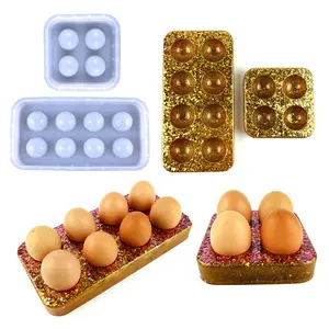 INTODIY鸡蛋储物架硅胶模具套件环氧树脂4 8孔鸡蛋托托盘厨房模具套装