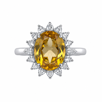 Bague de fiançailles et de mariage classique en argent sterling 925 plaqué rhodium avec zircon jaune, bijou vintage en forme de goutte d'eau pour femme