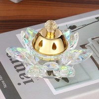 Support à bougie et brûleur d'encens 2-en-1 en verre de luxe, design moyen-oriental à facettes haute clarté, fait main, élégant, pour la décoration intérieure