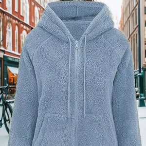 Sweat-shirt unisexe personnalisé à manches longues, fermeture éclair intégrale, en polaire Sherpa épaisse et douce, doublure écologique, imprimé, pour l'hiver - Product Image 2