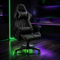 Silla de Juego para Espacios Comerciales de Esports, Giratoria 360 Grados, Espuma de Alta Densidad de Curado en Frío, Cuero PU Antimanchas, Luces LED RGB, Soporte Lumbar