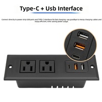 Multiprise USB dissimulée de type C, standard US, pour bureau, meubles, armoires et comptoirs