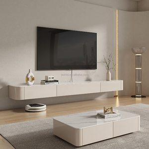 Mueble para TV AOMISI CASA, Mesa de Centro para Sala de Estar, Mesa de Centro de Madera con Gabinete, Mueble para TV y Mesa de Centro de Mármol Blanco - Product Image 5