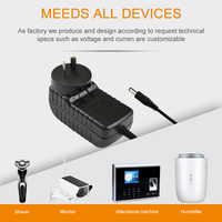 Adaptateur secteur mural AC/DC 21,6W 12V 1,8A avec prise interchangeable US EU UK AU, prise DC 5,5*2,1mm, OVP OCP SCP, pour CCTV, LED, humidificateur, CE FCC RoHS OEM