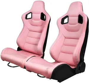 Evrensel pembe PVC deri karbon deri Reclinable sol sağ çift raylı yarış koltukları