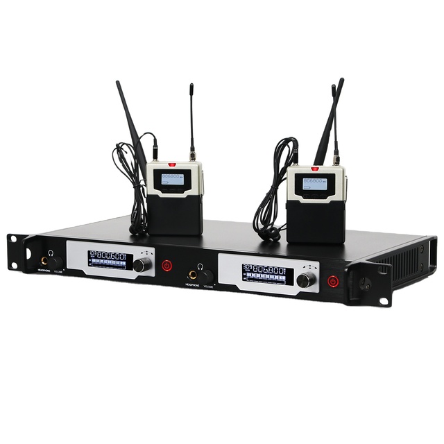 High Quality J2 2-Channel Stereo Wireless In-Ear Monitor System 2 Bodypacks 80Hz-15KHz Frequency Range 100mW Power for Stage