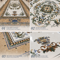 Carreaux de marbre personnalisés découpés au jet d'eau – Design de carreaux de marbre naturel pour projets d'aménagement intérieur de villas et halls d'hôtels de luxe