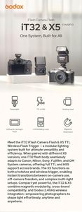 <span class=keywords><strong>Flash</strong></span> de Cámara GODOX IT32 TTL con Disparador Inalámbrico X5S para Sony Compatible con <span class=keywords><strong>la</strong></span> <span class=keywords><strong>Serie</strong></span> X (X3/X3Pro/XPro/XProII/X2T) - Product Image 2