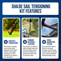 Ressorts de tension en acier inoxydable pour voiles d'ombrage triangulaires et rectangulaires, pour l'installation de voiles pare-soleil et les crochets de balançoire de véranda