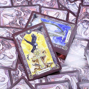 80 barajas de Tarot, venta al por mayor, <span class=keywords><strong>baraja</strong></span> de oráculo de cristal inglés, adivinación, bruja, Tarot con guía - Product Image 1