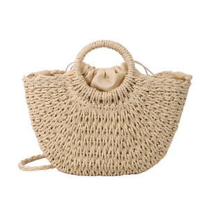 <span class=keywords><strong>Borsa</strong></span> a Mezzaluna in Stile Bohémien Intrecciata a Mano in Rattan con Chiusura a Coulisse per Donne, Ideale per Vacanze Estive in Spiaggia - Product Image 5