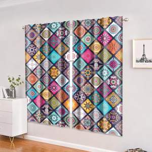 Cortinas Bohemia Coloridas de Estilo Vintage, Cortinas de Ventana con Diseño Mandala Boho para Habitación o Dormitorio, 2 Paneles - Product Image 6