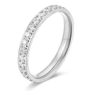 New Design Fashion CZ Stainless Steel Engagement Korea Solid Ring 2 Gram Gold Ring Price