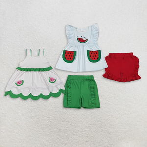 Nuevo Conjunto de Verano para Niñas, Blusa con Diseño de Bordado y Pantalones Cortos Azules, Estilo 4 de Julio - Product Image 4