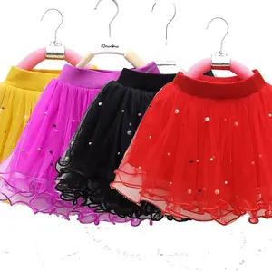 M02 mommy and me Spring models joker style children's short skirt girls mesh skirt handmade beaded fluffy skirts