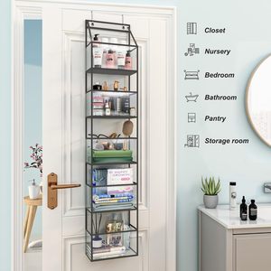 Over The Door Hanging Organizer 5 <b>Shelf</b> Clear <b>Plastic</b> Pockets Large Capacity Storage For Pantry Closet Bathroom - Product Image 6