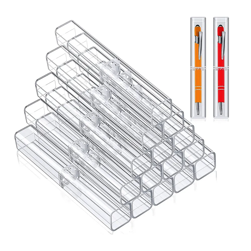 China Fabrik liefert transparente Kunststoff-Stift box haltbare klare Fall Geschenk box für Stift