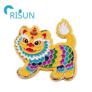 Alfileres de esmalte duro suave de León chino divertido de fábrica, broche de Pin de solapa de León de Año Nuevo <span class=keywords><strong>Lunar</strong></span>, insignia de Pin de esmalte de danza de León chino personalizada - Product Image 3