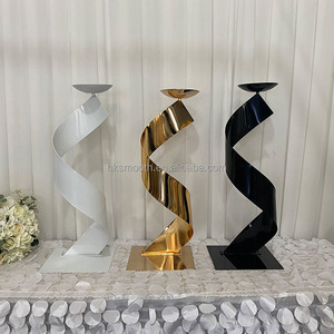 Support floral en métal en spirale lisse, doré/noir/blanc, socle de présentation florale, centre de table pour décoration de fête - Product Image 1