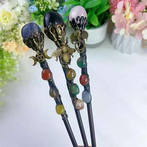 Hot <span class=keywords><strong>Sale</strong></span> DIY Tumble Hand craft Kristall Zauberstäbe Kies Rosenquarz Handwerk Heils teine Cosplay Zauberer Zauberstab für Kinder Geschenk - Product Image 3