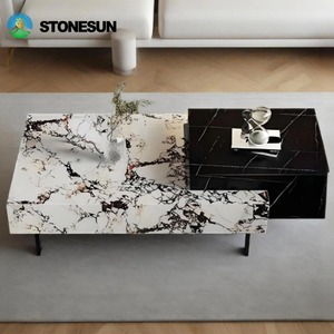 Tavolino da Salotto Moderno in <span class=keywords><strong>Pietra</strong></span> Naturale StoneSun, Lussuoso Tavolo da Caffè in Marmo per Soggiorno - Product Image 4