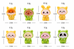 Statuette di Animali in Resina con Cappuccio: Coniglio, Panda, Orso, Maiale, <span class=keywords><strong>Volpe</strong></span>, Gatto per Micro Paesaggi e Case delle Bambole, Fai da Te - Product Image 2