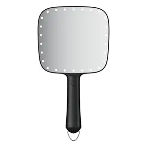 Punto di illuminazione personalizzati produttori quadrati portatili illuminati piccolo specchio per il trucco maniglia specchio a mano con luce a Led