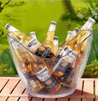 Seau à glace promotionnel personnalisé en PP/PS acrylique, forme bateau, 3,5 L, vierge, OEM/ODM, couleur/logo, CE