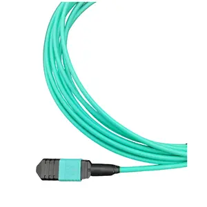 Cabo de tronco MPO/MTP personalizado de fábrica OM3 China fornecedor cabo de fibra 12 fios 10GB macho para fêmea MPO Jumper Aqua