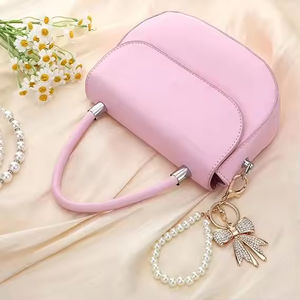 Bow Keychain White Rhinestone Bowknot Keychain Imitation Pearl Chains <b>Sparkly</b> Bow Purse Charm <b>Bag</b> Charms for Handbags Purse - Product Image 3